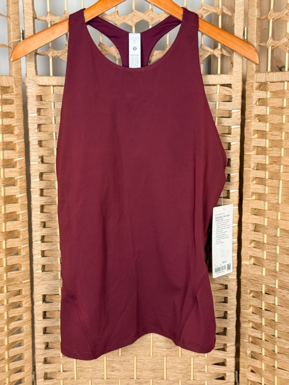 NWT Lululemon Racerback High-Neck Tennis Tank Size Large Burgundy Bay